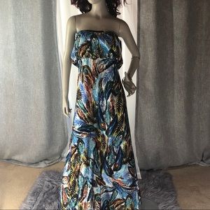 Strapless high slight printed dress 💖🍂🍃